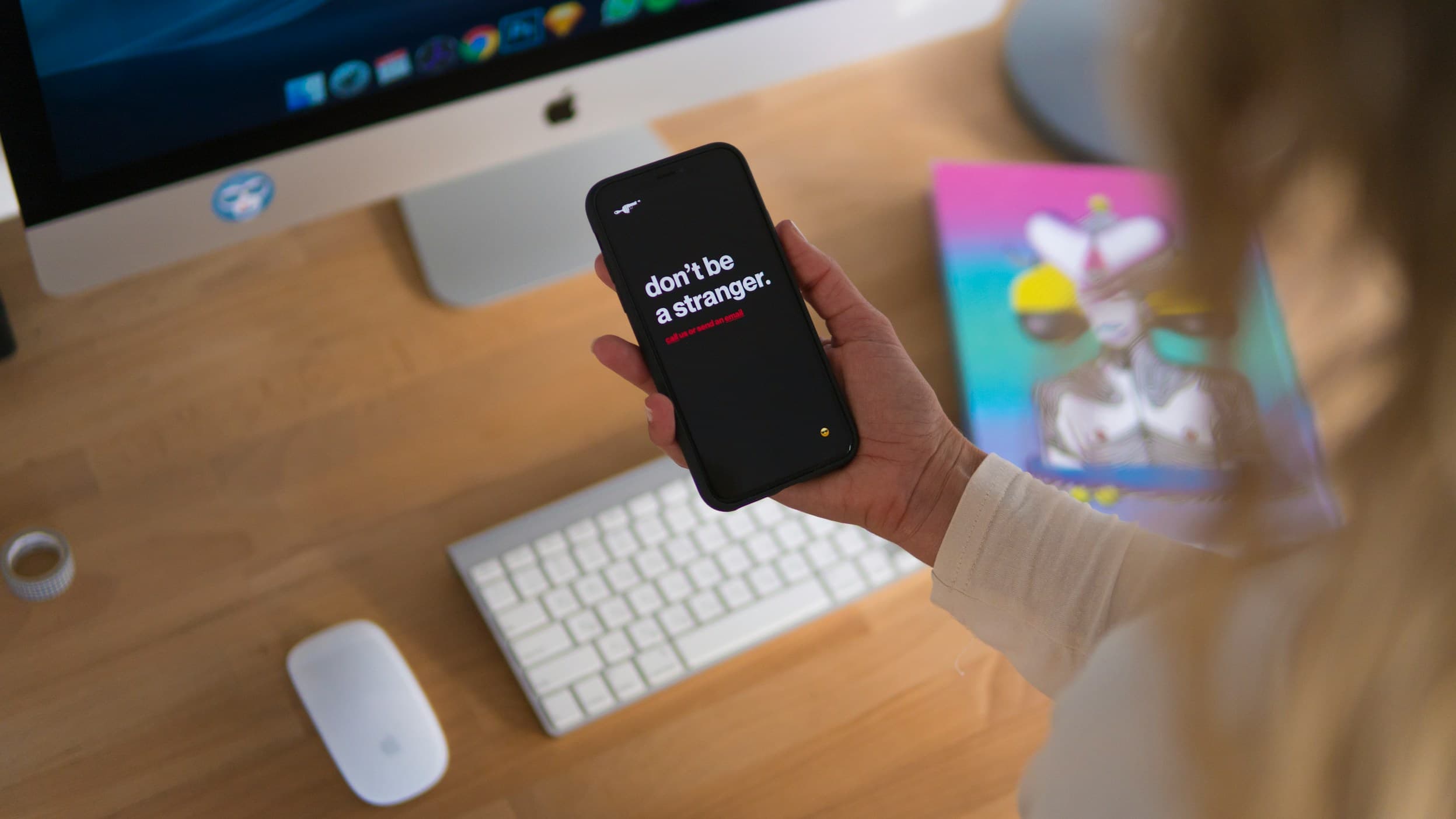 woman holding a phone